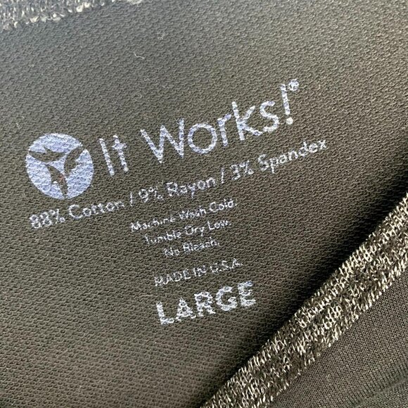 It Works! Distributor Shirt Womens L Crazy Wrap Thing Black Gray Raglan Sleeve - Picture 4 of 10